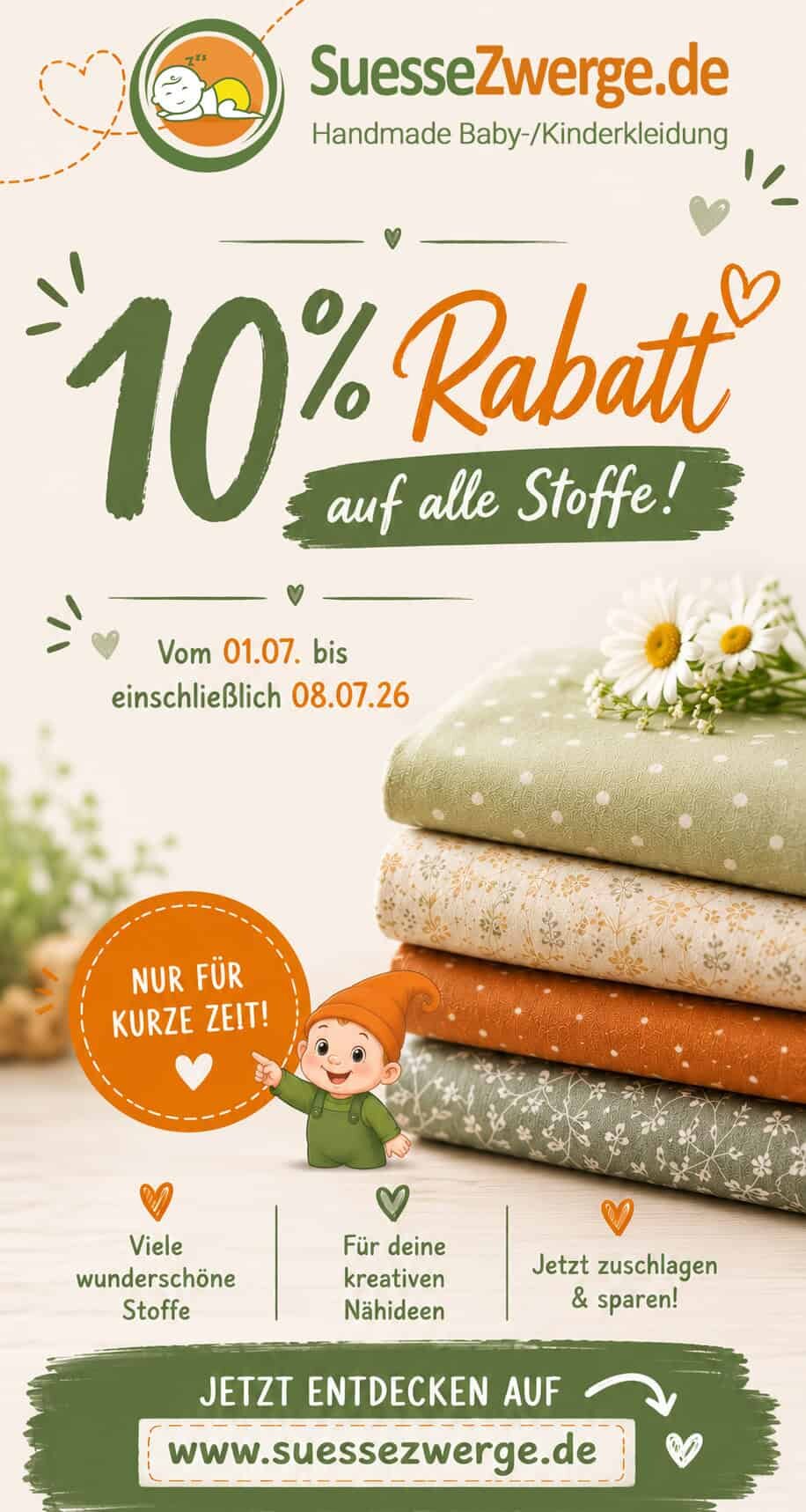 10% Rabatt auf alle Stoffe