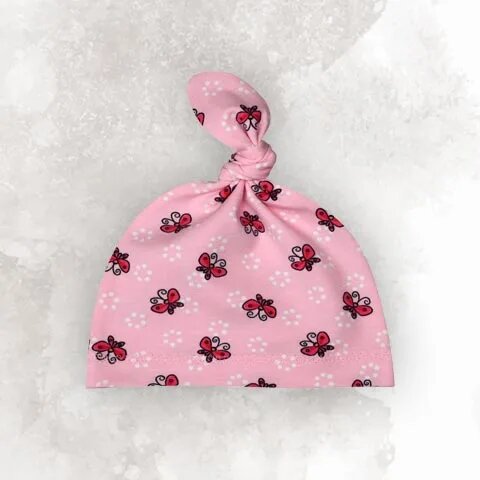 Baby Knotenmütze "Kleine Schmetterlinge" rosa