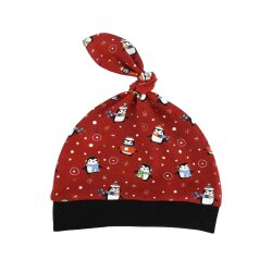 Knotenmütze "Süße Pinguine" Weihnachten rot