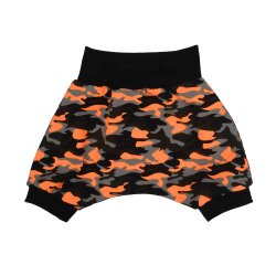 Kurze Pumphose Shorts "Camouflage" grau-schwarz-orange neon 