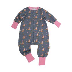 Jumpsuit Einteiler Schlafanzug "Süßes Rehkitz & Blumen" grau