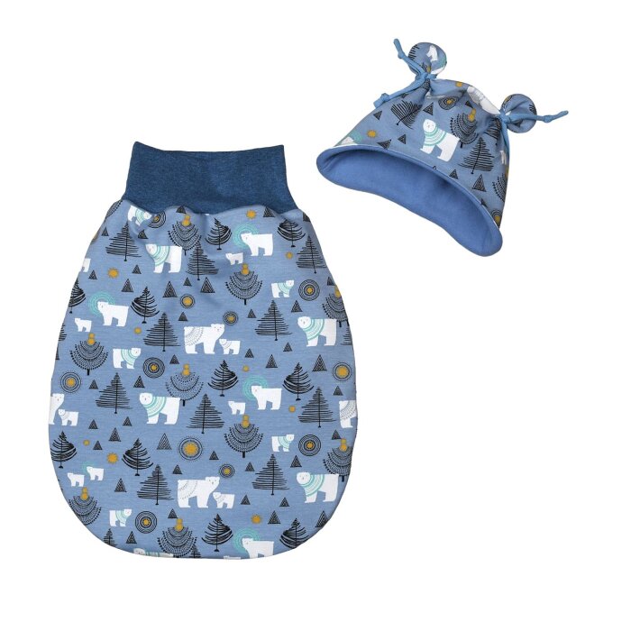 Strampelsack Schlafsack "Eisbren" staubblau