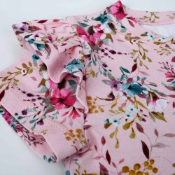 Kleid mit Rüschenärmel - langarm oder kurzarm - "Zauberhafte Blumen" rosa