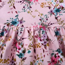 Kleid mit Rüschenärmel - langarm oder kurzarm - "Zauberhafte Blumen" rosa