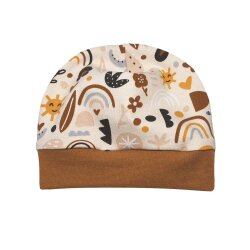 3-tlg Geschenkset Pumphose-Mütze-Tuch Erstlingsoutfit "Glückliche Elefanten" Regenbogen - beige