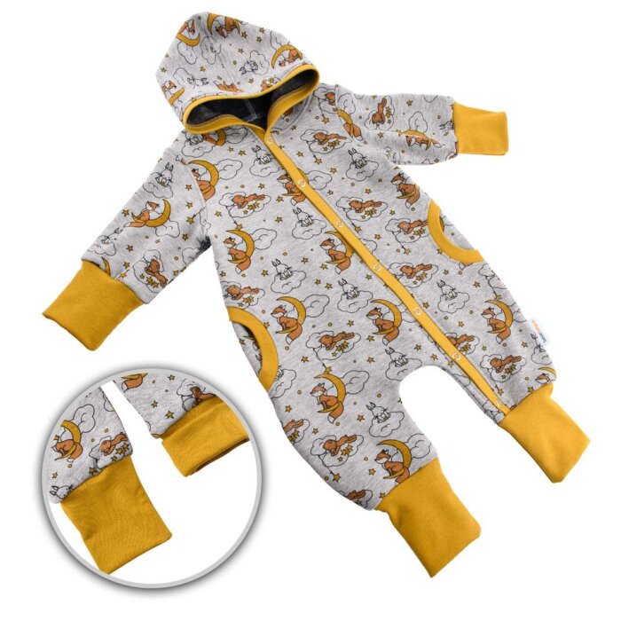 Overall aus Alpenfleece "Wolkenreiter" - Waldtiere Fuchs Hase Bär