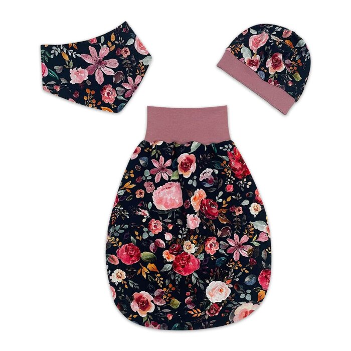 Strampelsack Schlafsack "Blumentraum Aquarell" nachtblau