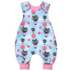 3tlg Baby-Set Strampler + Mütze + Halstuch "Koala-Mädchen" Denim Look hellblau