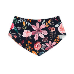 3tlg Baby-Set Strampler + Mütze + Halstuch "Blumentraum Aquarell" nachtblau