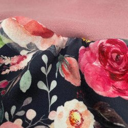 Set Pullover + Pumphose - optional mit Mütze & Halstuch" "Blumentraum Aquarell" nachtblau