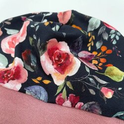 Set Pullover + Pumphose - optional mit Mütze & Halstuch" "Blumentraum Aquarell" nachtblau