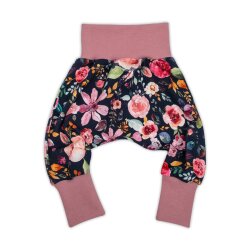 Set Pullover + Pumphose - optional mit Mütze & Halstuch" "Blumentraum Aquarell" nachtblau