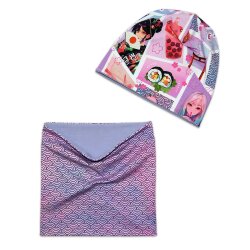 2 tlg. Set Wendebeanie & Loop Kawaii Manga Comic