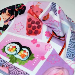 2 tlg. Set Wendebeanie & Loop Kawaii Manga Comic