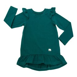 Tunika Kleidchen Longshirt mit Volant in Petrol