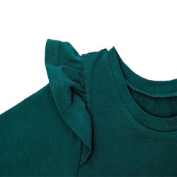 Tunika Kleidchen Longshirt mit Volant in Petrol