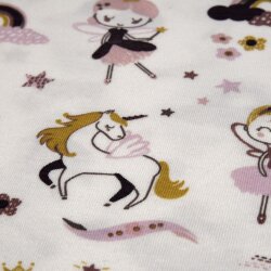 2tlg Set Beanie Loop "Feen & Einhörner" creme-altrosa