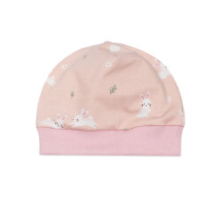 3-tlg Geschenkset Pumphose-Mütze-Tuch Erstlingsoutfit "Kleine Hoppel-Hasen" rosa