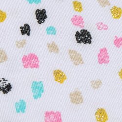 Baumwolljersey Glitzer & Striche weiß-bunt