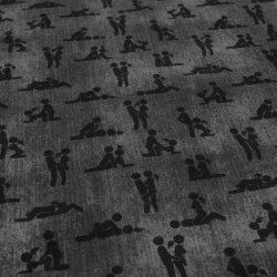 Baumwolljersey  Digitaldruck "Kamasutra" grau