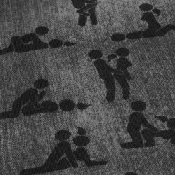 Baumwolljersey  Digitaldruck "Kamasutra" grau