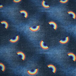 Baumwolljersey Digitaldruck "Regenbogen" Denim...