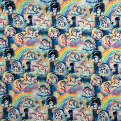 Baumwolljersey Digitaldruck "Einhorn & Regenbogen" Wolkenhüpfer - Lovely Unicorn - bunt