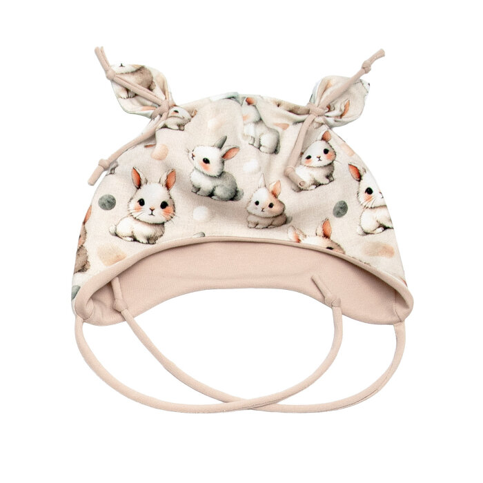 Ohrenmütze "Kleine süße Hasen" creme-beige