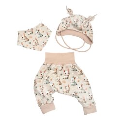 Ohrenmütze "Kleine süße Hasen" creme-beige