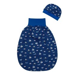 Strampelsack Schlafsack  maritim "Boote" royalblau