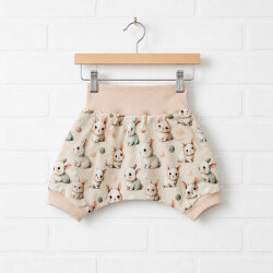 Kurze Pumphose Shorts  "Kleine Süße Hasen" creme-beige