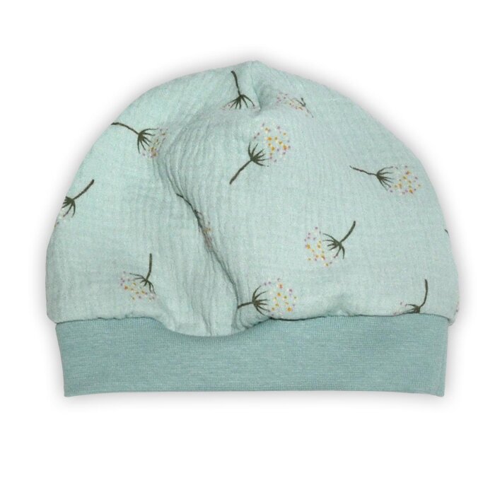 Musselin Mütze mit Bündchen "Pusteblumen" mint
