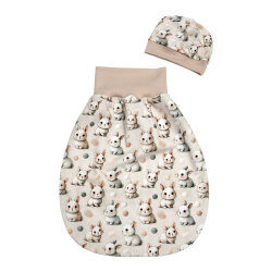 Strampelsack Schlafsack "Süße kleine Hasen" creme-beige