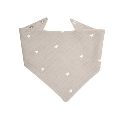 3-tlg  Musselin-Set Pumphose-Mütze-Tuch Erstlingsoutfit "Kleine Herzen" beige
