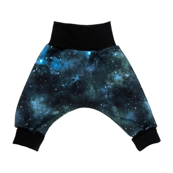 Pumphose aus French Terry "Magic Galaxy" Space Weltraum schwarz
