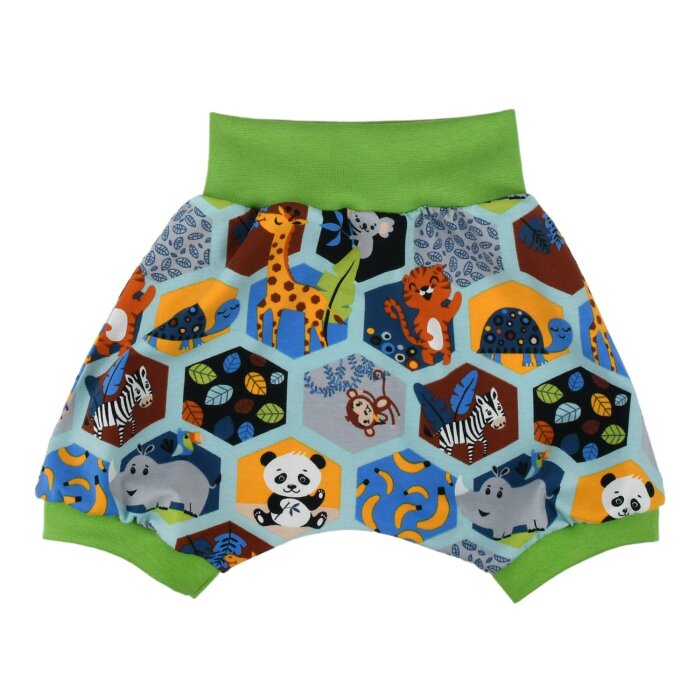 Kurze Pumphose Shorts "Glückliche Zootiere" in Waben 104 ohne Taschen klassische Shorts - ohne Aufpreis
